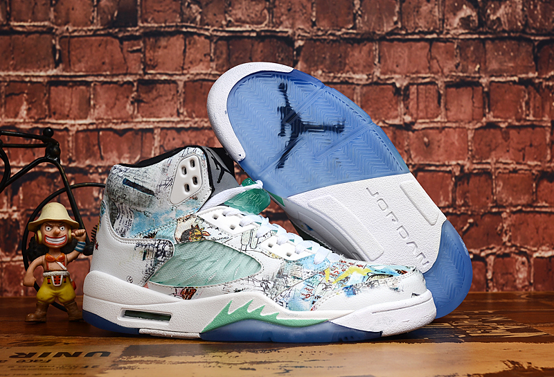 2019 Air Jordan 5 Graffiti White Green Shoes